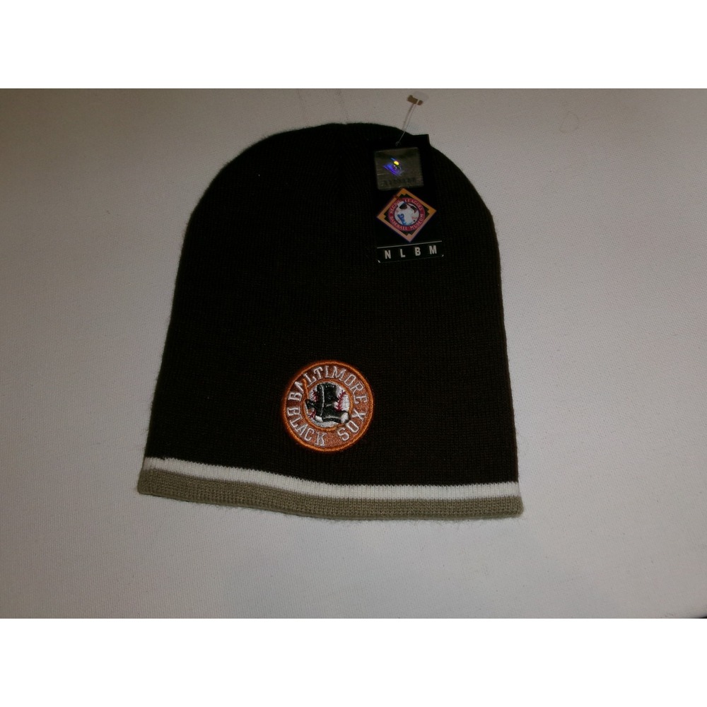 NEGRO LEAGUE BALTIMORE KNIT BEANIE TOBOGGAN Y2K 00s HAT CAP VINTAGE DEADSTOCK M6